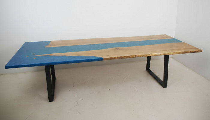 Eettafel River Table Echt hout Riviertafel Epoxyhars 260x100 Massief