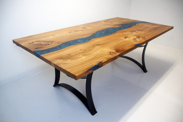 Tafel eettafel tafels hars epoxy massieve designmeubels 240x100 echt hout epoxy