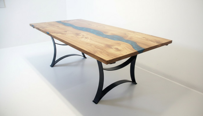 Tafel eettafel tafels hars epoxy massieve designmeubels 240x100 echt hout epoxy