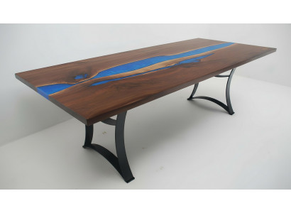 Eettafel Blue River Table Echt Hout 220x90 Tafels Epoxyhars Nieuw