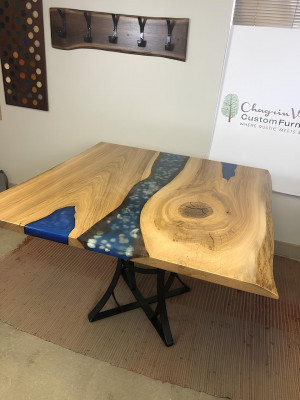 Eettafel River Table Echt Hout Riviertafel 110x110 Massieve Tafels