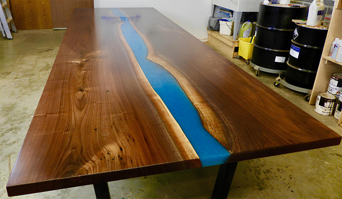 Epoxyhars Eettafel Riviertafel Massief 240x100 Riviertafel Nieuw Echt