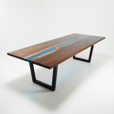 Epoxyhars Eettafel Riviertafel Massief 240x100 Riviertafel Nieuw Echt