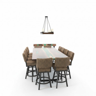Eettafel River Table Massief Tafels 240x100 Riviertafel Epoxyhars Zee Waterval