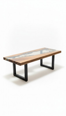 Epoxiharsenriviertafel Echt hout Blauw water Tissche Epoxy-meubelen Nieuw Massief