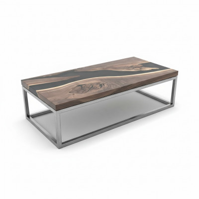 Epoxiehars riviertafel Echt hout Zwartwatertafel Epoxy meubels Massief
