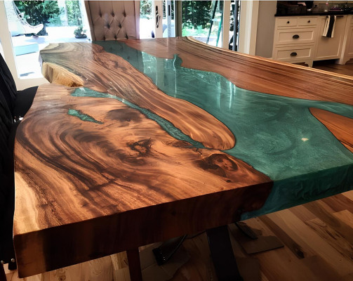 Eettafel epoxyhars echt hout massieve meubels epoxytafel giethars waterval