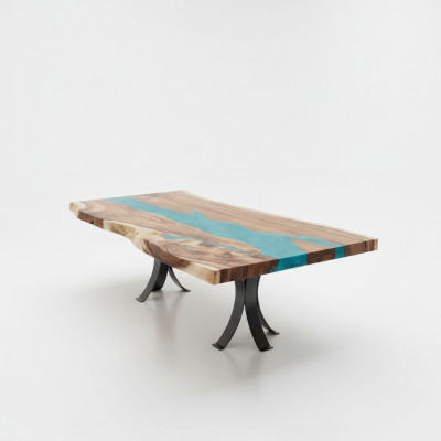 Eettafel epoxyhars echt hout massieve meubels epoxytafel giethars waterval