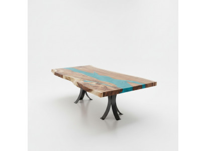 Eettafel epoxyhars echt hout massieve meubels epoxytafel giethars waterval