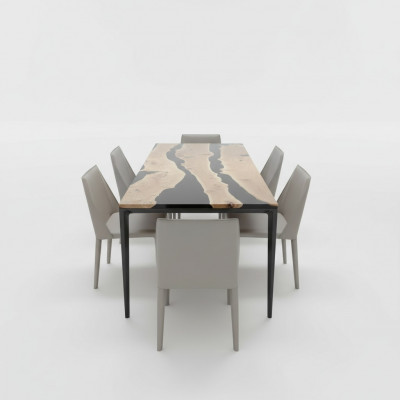 Salontafel Black River Table Echt Hout Riviertafel 220x90 Tafels Epoxyhars Nieuw
