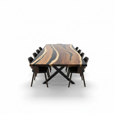 Vergadering Riviertafel Echt hout Massief Epoxyhars Tafels