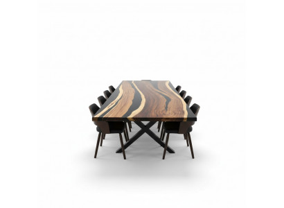 Vergadering Riviertafel Echt hout Massief Epoxyhars Tafels