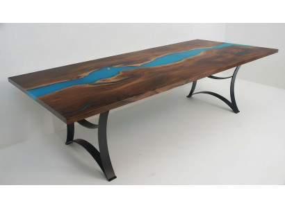 Eettafel tafels epoxyhars echt hout massief meubilair epoxytafel waterval nieuw