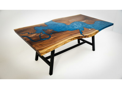 Waterval tafel epoxyhars eettafel echt hout massief meubilair epoxytafel nieuw.