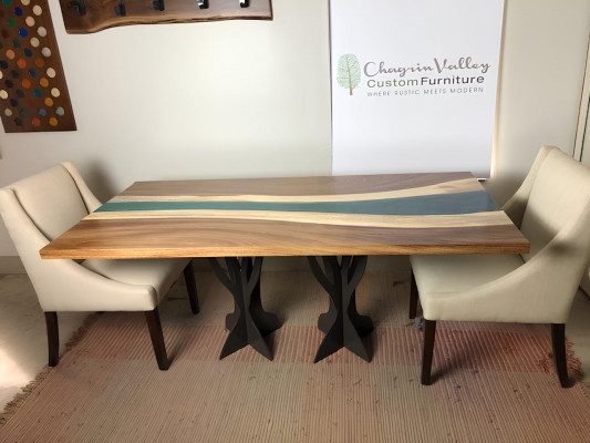 Tafel eettafel tafels epoxyhars echt epoxyhout massief design meubels 240x100