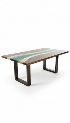 Tafel eettafel tafels epoxyhars echt epoxyhout massief design meubels 240x100