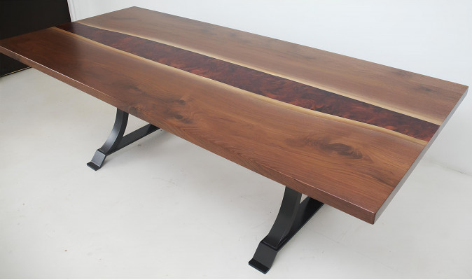 Epoxihars Eettafel Echt hout Massief meubels Waterfal Epoxy tafel 240x100cm