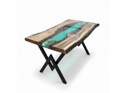 Tafel eettafel tafels hars epoxy massief design meubels 200x100 echt hout epoxy