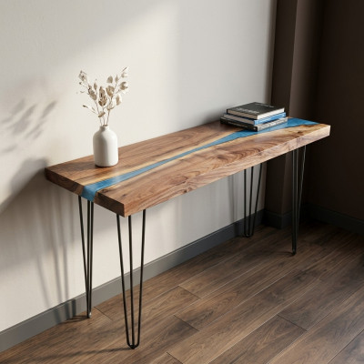 Console tafel Sideboard Echt hout Ontwerp tafel Epoxyhars Waterval Rivier