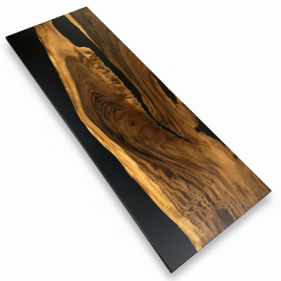 Epoxihars eettafel echt hout massief meubilair waterval epoxy tafel 260x91cm