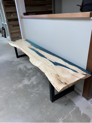 Epoxihars eettafel echt hout massief meubels waterval epoxytafel 250x60cm