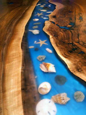 Maatwerk Tafel Epoxyhars Epoxy Resin Rivier Echt Hout Prijs 1m² Tafels