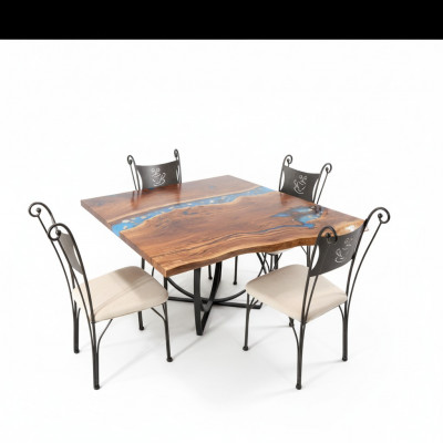 Maatwerk Tafel Epoxyhars Epoxy Resin Rivier Echt Hout Prijs 1m² Tafels
