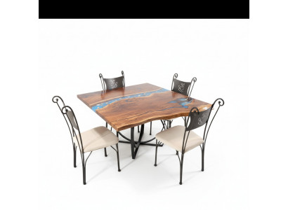 Maatwerk Tafel Epoxyhars Epoxy Resin Rivier Echt Hout Prijs 1m² Tafels