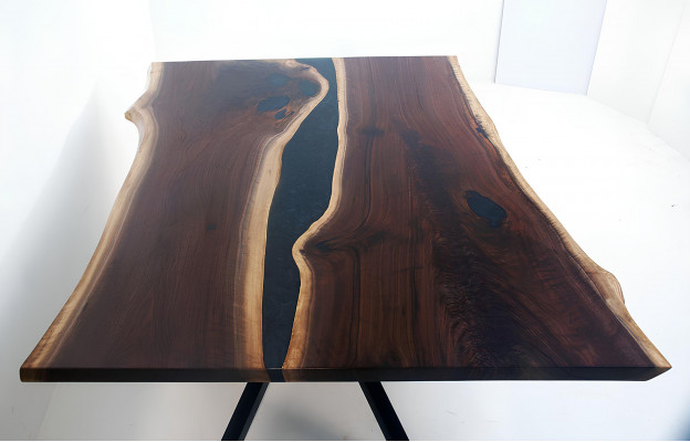 Epoxihars op maat gemaakt tafel Epoxy hars stroom Echt hout Prijs 1m² tafels