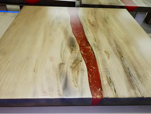 Epoxiehars Epoxy Stroom Op Maat Tafel Echt Hout Prijs 1m² Tafels Hars