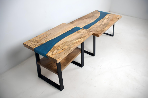 Op maat gemaakt tafel epoxyhars Epoxyhars Rivier Echt hout Prijs per vierkante meter Tafels