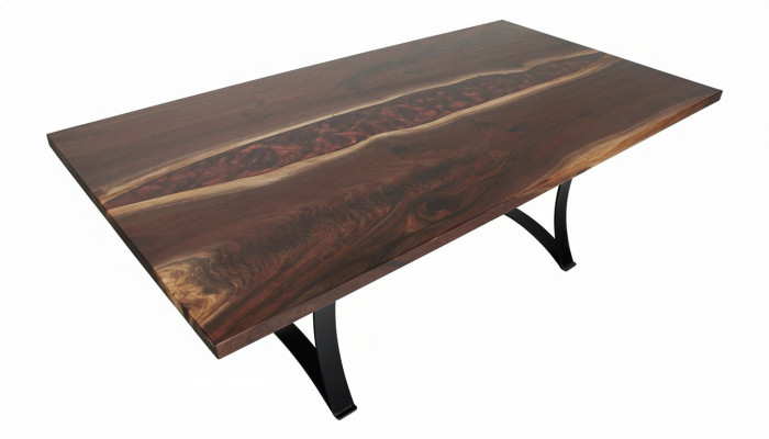 Aangepaste tafel van epoxyharsriviertafel echt hout echte prijs 1m² tafels.