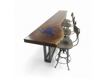 Epoxie bar counter table echt hout massief meubilair waterval epoxy tafel 240x70