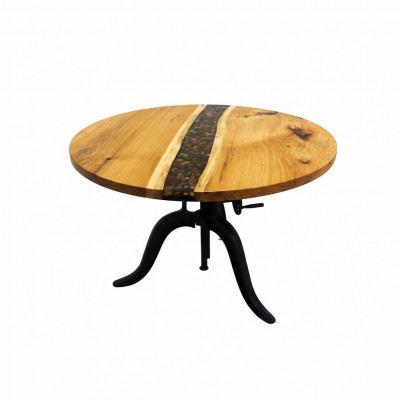 Ronde eettafel met epoxyhars, vergadertafel, massieve conferentietafel.