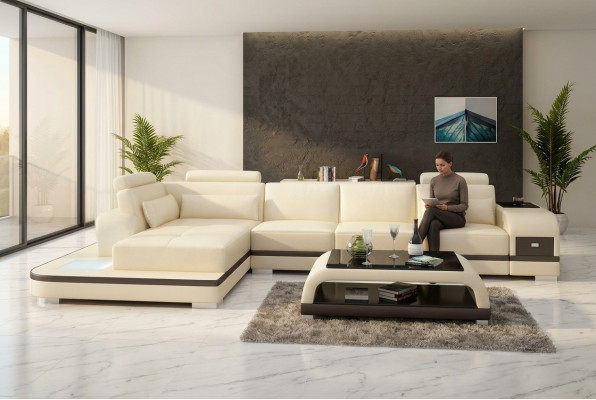 Ontwerp woonlandschap hoekbank gestoffeerde hoekbank leren bank luxe zitgroep.