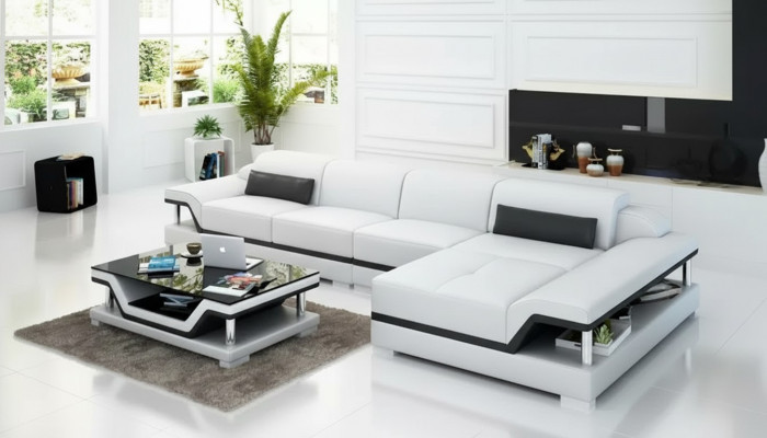 Woonlandschap leren bank hoekbank L-vorm Moderne bank hoekbank bekleding