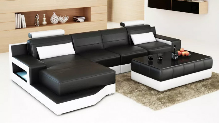 Hoekbank L-vorm Moderne bank Leren bank Hoekbank Bekleding Designer-bank
