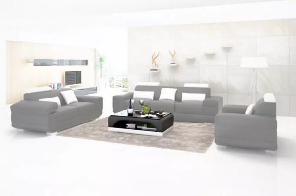 Ontwerp bankstel Sofa 3-zitter salontafel sets leren set groep 4-delig