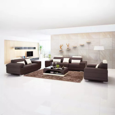 Ontwerp bankstel Sofa 3-zitter salontafel sets leren set groep 4-delig