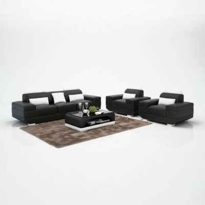 Ontwerp bankstel Sofa 3-zitter salontafel sets leren set groep 4-delig