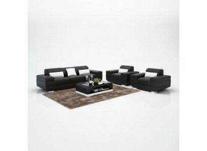 Ontwerp bankstel Sofa 3-zitter salontafel sets leren set groep 4-delig