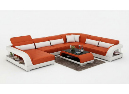 Hoekbank U-vorm Moderne bank Leren bank Banken Bekleding Designer banken Tafel 2-delig