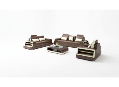 Ontwerp bank bankstel 3-zits salontafel sets lederen set groep 4-delig