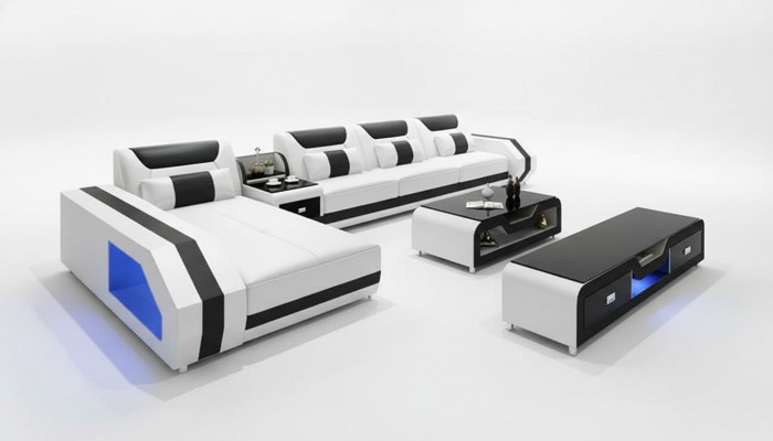 Hoekbank gestoffeerde hoekbank L-vorm salontafel Moderne bank woonlandschap 2-delig Nieuw