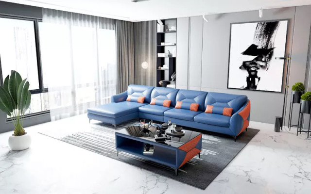 Leren bank Ontwerperbank Hoekbank L-vorm Moderne bank Leren hoekbank Bekleding