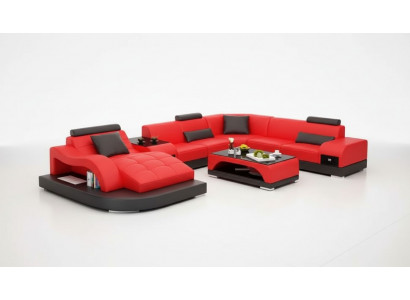 Hoekbank U-vorm Fauteuil Salontafel Moderne bank Leren bank Hoekbank Bekleding 2-delig set