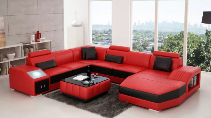 Leren bank Designer bank Hoekbank U-vorm Moderne bank Leren bank Hoekbank Bekleding