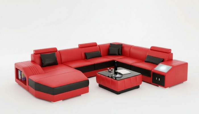 Leren bank Designer bank Hoekbank U-vorm Moderne bank Leren bank Hoekbank Bekleding