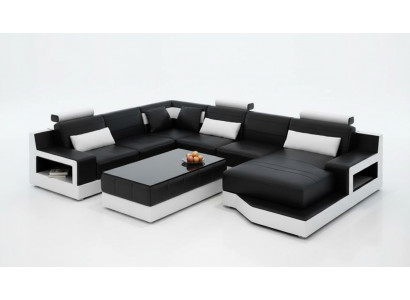 Leren hoekbank U-vorm woonlandschap designbank moderne banken salontafel  Leren hoekbank U-vorm woonlandschap designbank moderne banken salontafel
