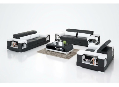 Bankstel Sofaset 3-zitsbank Salontafel Leren bank Moderne bank Woonlandschap